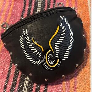 Genuine Deer Skin Winged Wheel Bike Bag / Fanny Pack